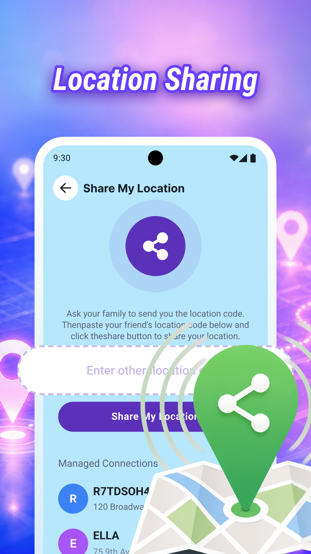 Share my location screen